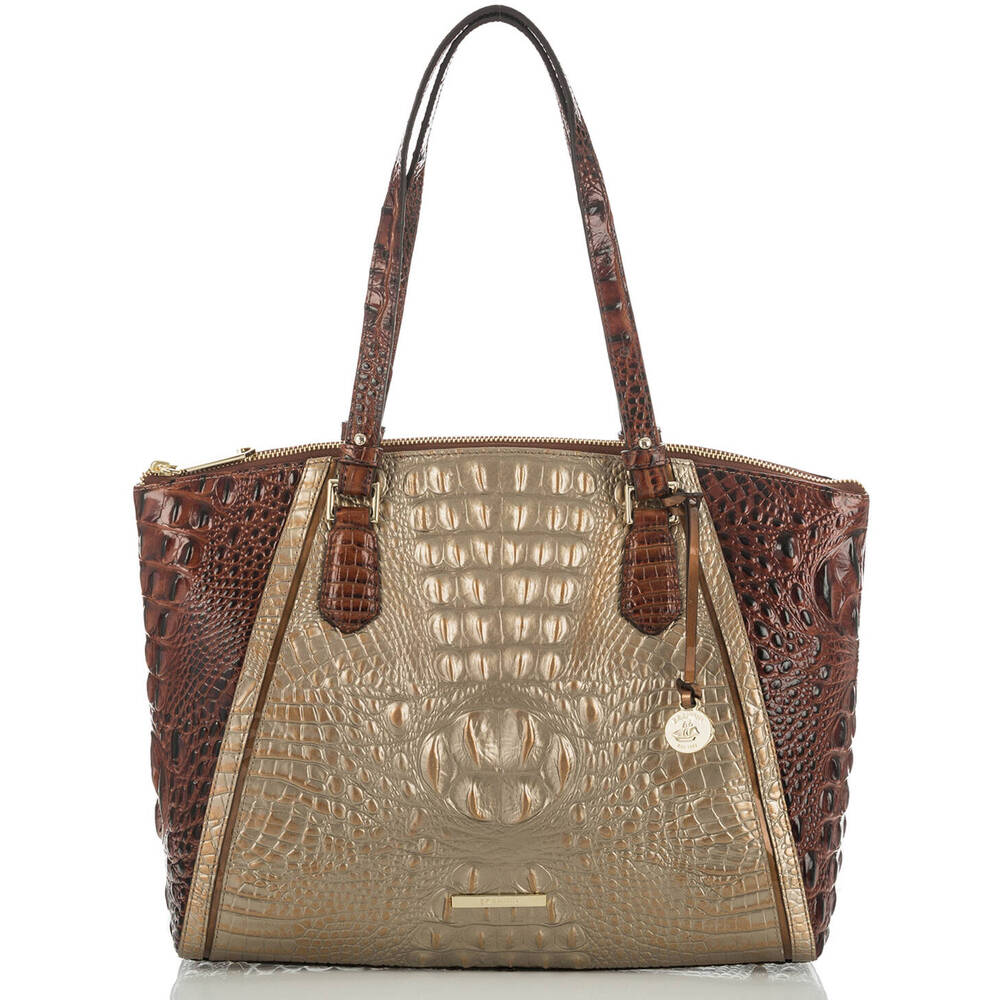 BRAHMIN Women's CROC EMBOSSED EMERSON Leather ROSE GOLD PROVENCE Satchel Bag